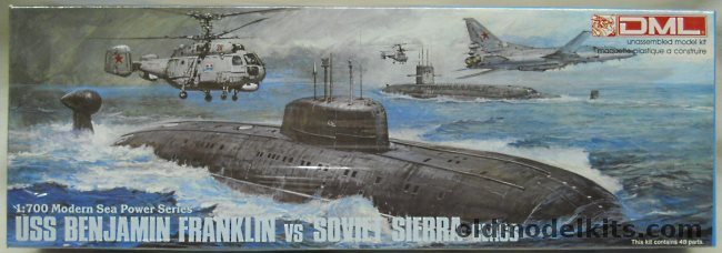 DML 1/700 USS Benjamin Franklin SSBN640 vs Soviet Sierra with TU-26M Backfire and 2 Ka-27 Helix A Helicopters, 7006 plastic model kit